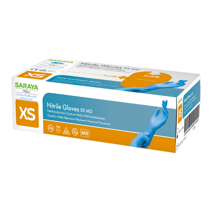 Saraya nitrile disposable gloves EX MD blue