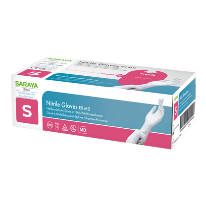 Saraya nitrile disposable gloves EX MD white