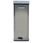 The Novocal closed waste collector made of stainless steel (70 liters) features a pedal mechanism for hands-free use and is ideal for modern spaces.