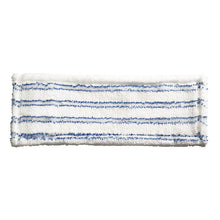 Der WISCHBEZUG ABRASIVMOPP 400MM von Haug Bürsten KG ist ein weißer Mikrofasermopp (75% Polyester/25% Polyamid) mit blauen Streifen und leicht flauschigen Kanten für eine effiziente Oberflächenreinigung.