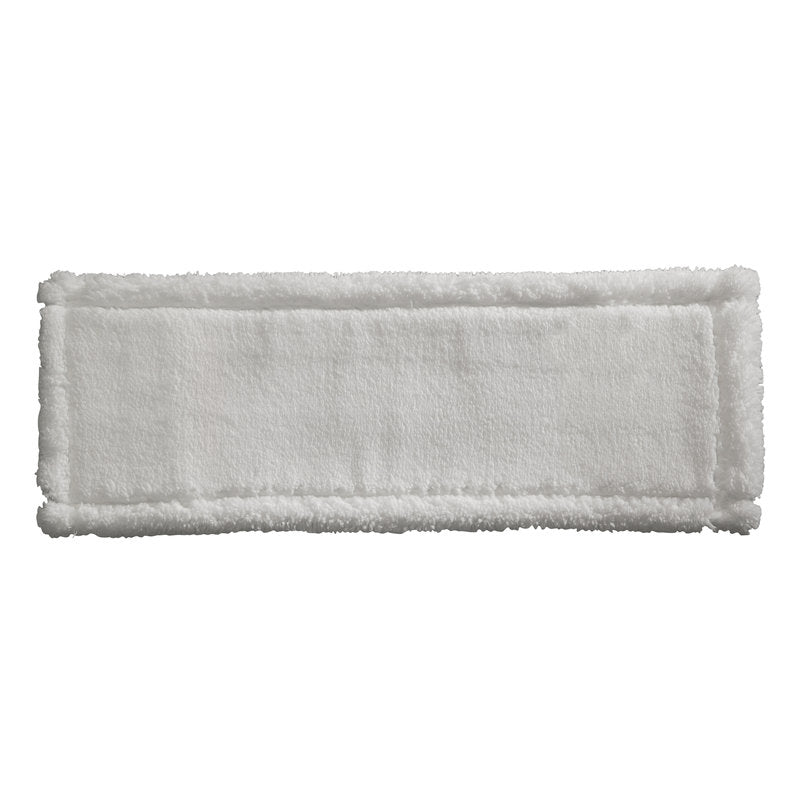 A rectangular, white microfiber-polyester cleaning pad that Haug Bürsten KG, 500 mm long, with fluffy edges and a smooth center, lies flat on a solid white background. The package contains 10 pieces.