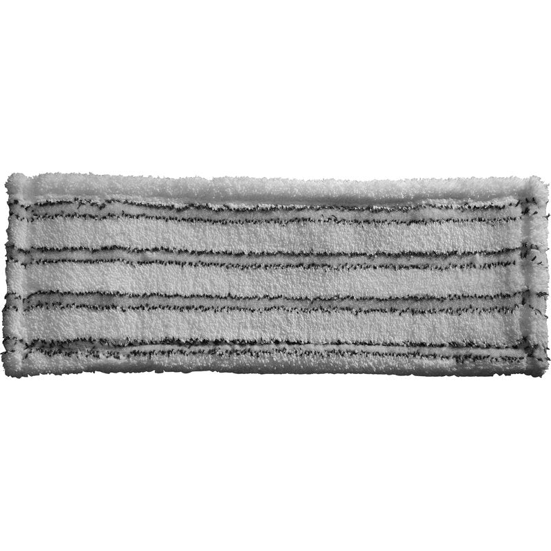 The ABRASIVE MOP COVER 500MM from Haug Bürsten KG is a rectangular, white microfiber mop (75% polyester/25% polyamide, W/BL) with gray stripes and a fluffy texture for thorough cleaning, depicted on a plain white background.