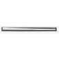 The Haug Bürsten KG WINDOW WIPER RAIL, 250MM, STAINLESS STEEL, RUBBER, FOR #8500 has a stainless steel body with a black rubber edge and lies horizontally on a white background - perfect for streak-free cleaning.