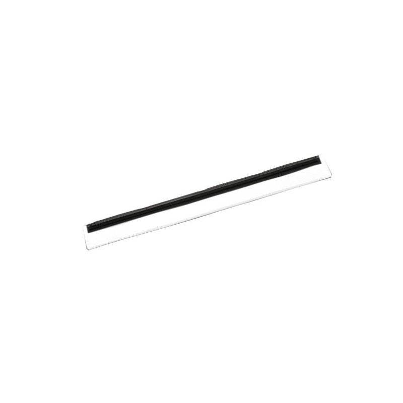 The REPLACEMENT RUBBER LIP, SINGLE-LIPPED, FOOD GRADE WHITE, 320X20X22 from Haug Bürsten KG is a white replacement rubber lip with a narrow black stripe, designed for cleaning in the food industry. Pictured on a white background.