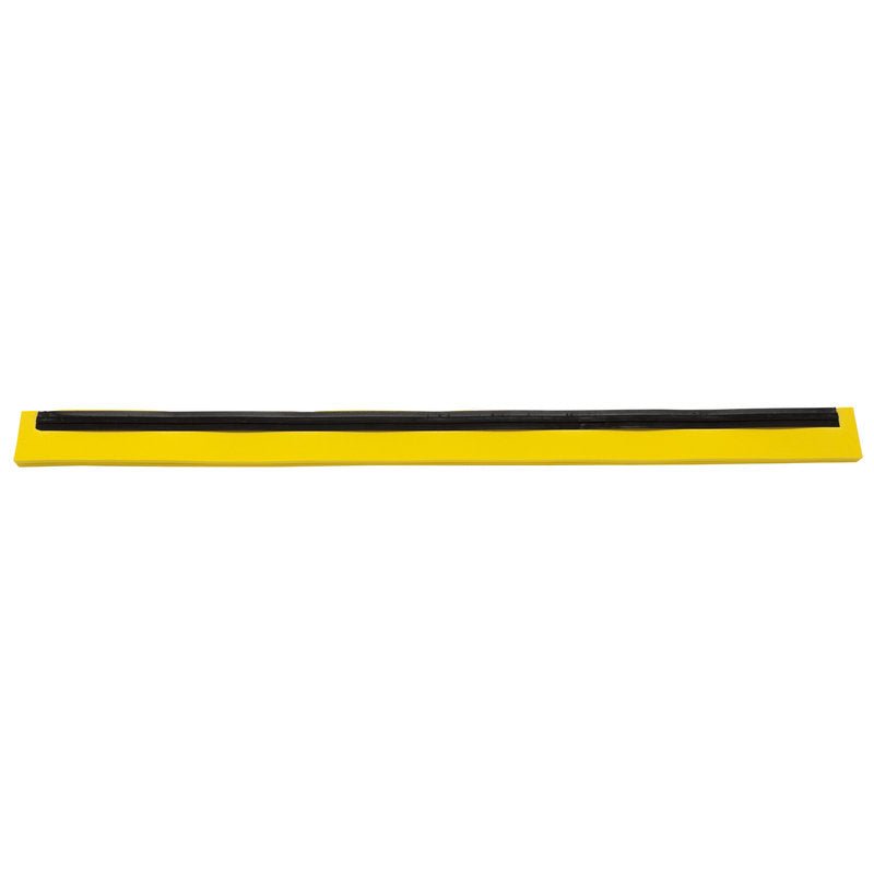 The REPLACEMENT RUBBER LIP, 2-lipped food grade (620x20x22) from Haug Bürsten KG has a yellow base and two black lips made of food-grade rubber, depicted on a white background.