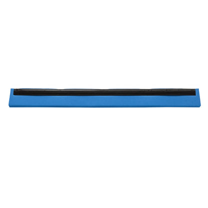 A blue and black rectangular Haug Bürsten KG REPLACEMENT RUBBER LIP, 2-LIPPED, 420X20X22MM squeegee with a flat blade, viewed from above on white; perfect for floor cleaning devices.