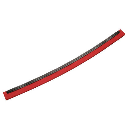 A curved red-black REPLACEMENT RUBBER LIP, 1-lip, food-grade rubber (700x20x22mm) from Haug Bürsten KG, on a white background.