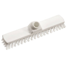 The WISCHER,PP WHITE ø 0.35MM HARD 280X50X20MM from Haug Bürsten KG features stiff white PP bristles and a central handle attachment, making this rectangular brush ideal for cleaning floors and surfaces in the household.
