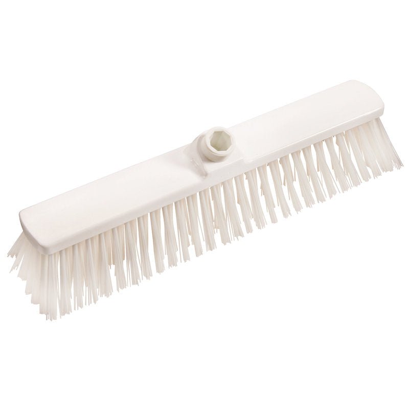 The Haug Bürsten KG LARGE AREA BROOM features stiff, evenly distributed PBT bristles ø 1.0MM and a threaded connection. The rectangular head with dimensions 400x60x65mm is ideal for efficient cleaning of various floor types.