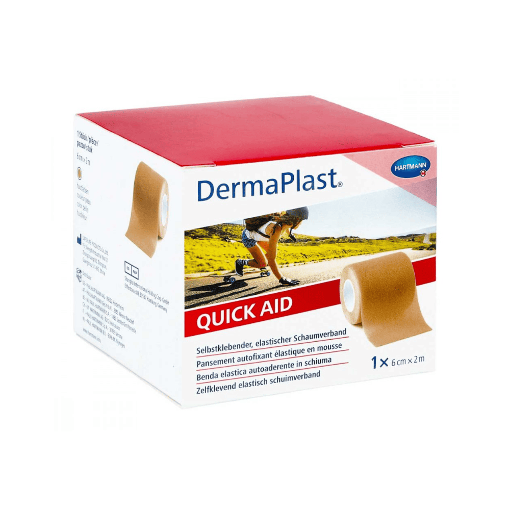 Hartmann DermaPlast® Quick Aid, selbstklebender Schaumverband, 6 cm x 2 m