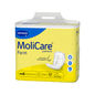 The Hartmann MoliCare Premium Form 3D P32 from Paul Hartmann AG features a yellow-blue packaging with the Hartmann logo, contains 32 incontinence pads, offers additional odor neutralization and robust leakage protection, and has a striking pad image on the front.