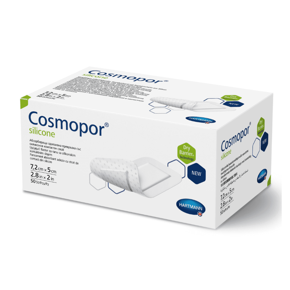 Hartmann Cosmopor® silicone sterile, individually sealed, in folding boxes, 7.2 x 5 cm, 50 pieces
