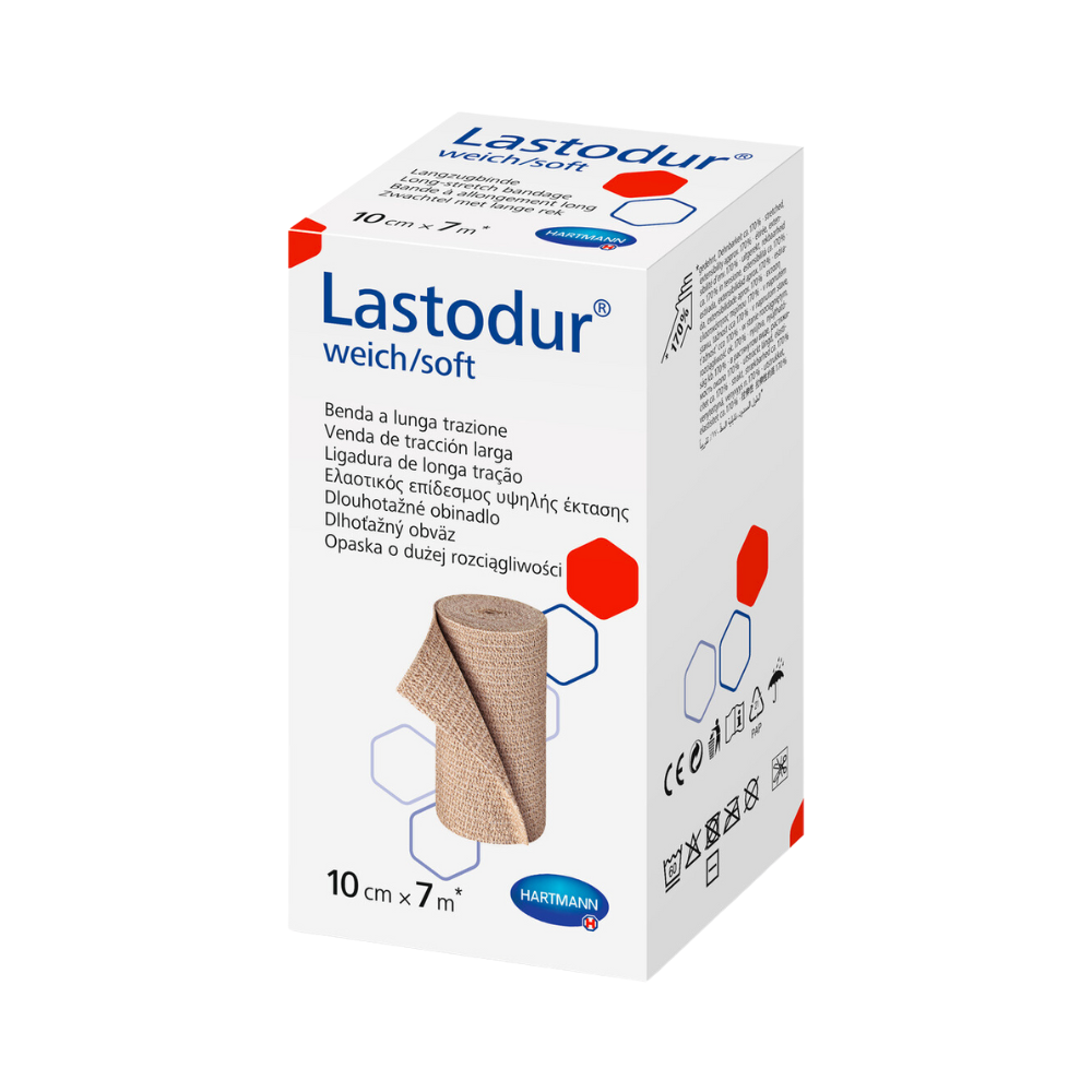 Long stretch bandage for light compression