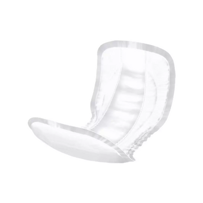 A white Hartmann MoliCare Form Night incontinence pad | Pack (30 pieces) from Paul Hartmann AG with contoured edges, specifically the Hartmann MoliCare Form Night, is displayed against a plain white background. The pad appears to be very absorbent and was developed for female hygiene, ideal for the treatment of urine and fecal incontinence.