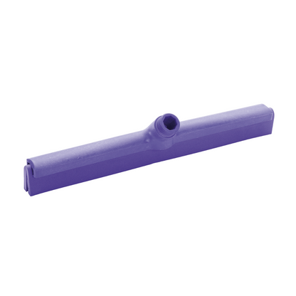 The Haug two-lip water squeegee available in various colors from Haug Bürsten KG is a HACCP-standard compliant scraper with a straight rubber lip and central attachment point for easy handle mounting.