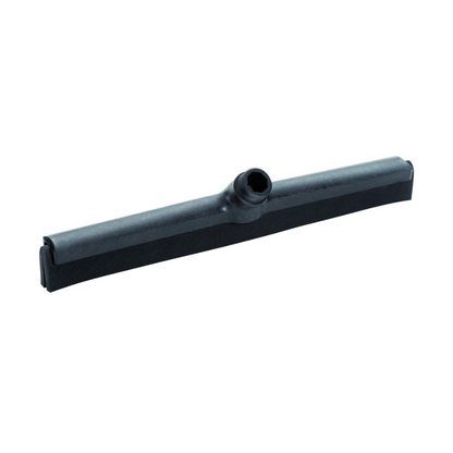 The Haug Bürsten KG two-lip water squeegee available in various colors is a black floor wiper in horizontal design with a connection piece for handle attachment. It features a rubber lip that ensures efficient cleaning of surfaces while adhering to HACCP standards and food-compliant requirements.