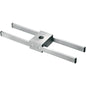 Rectangular Novocal Euro rail holder made of stainless steel with two parallel rods and a central sliding block, including drilling and screws, for adjustable mounting of a 25 mm round tube infusion stand (1-pack).