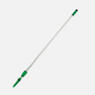 The Johannes Kiehl KG Kiehl Unger telescopic pole 2 x 1.25 m has green plastic handles and locks at both ends, ideal for brackets for oil roller and neoprene squeegee. Pictured on a solid white background. Packaging: 1 piece.
