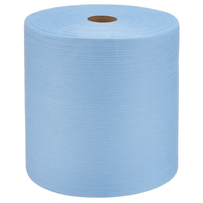 A WypAll® X80 PowerClean large roll (31.00 x 31.50 cm) from the brand Kimberly-Clark GmbH with a small brown cardboard core stands upright against a white background.