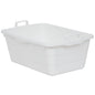 The Novocal plastic tub in white with a capacity of 90 liters (750 x 490 x 310 mm) and two handles is ideal for versatile storage. The illustration shows the tub (1 piece) against a white background.