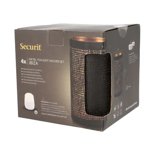 Papstar Securit® candle holder Ø 8 cm x 15 cm black/gold