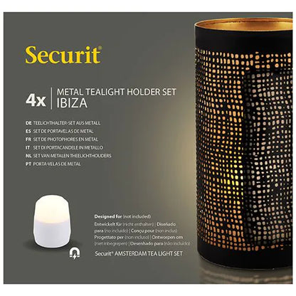 Papstar Securit® candle holder Ø 8 cm x 15 cm black/gold