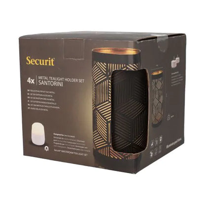 Papstar Securit® candle holder Ø 8 cm x 15 cm black/gold