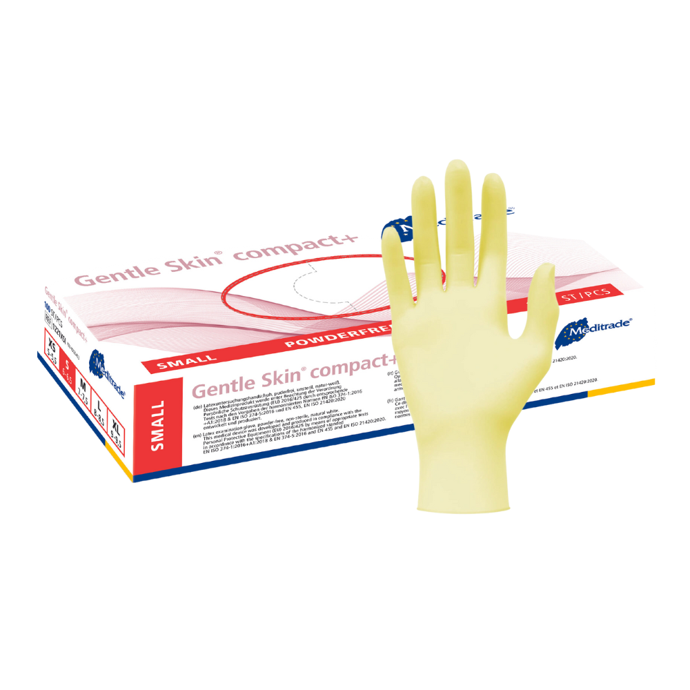 Meditrade Gentle Skin® latex gloves Compact+ disposable gloves