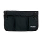 The Arcora Multi Tool Belt Hip Work Bag With Belt Black from Arcora International GmbH is a black fabric bag with three front pockets, two adjustable top buckle straps, and the print "ARCORA" in white at the bottom right.
