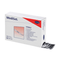 A white Hartmann box with a red stripe and the label "Sterile" contains 100 sterile blades, some of which protrude. Several languages are visible. Brand: Paul Hartmann AG.