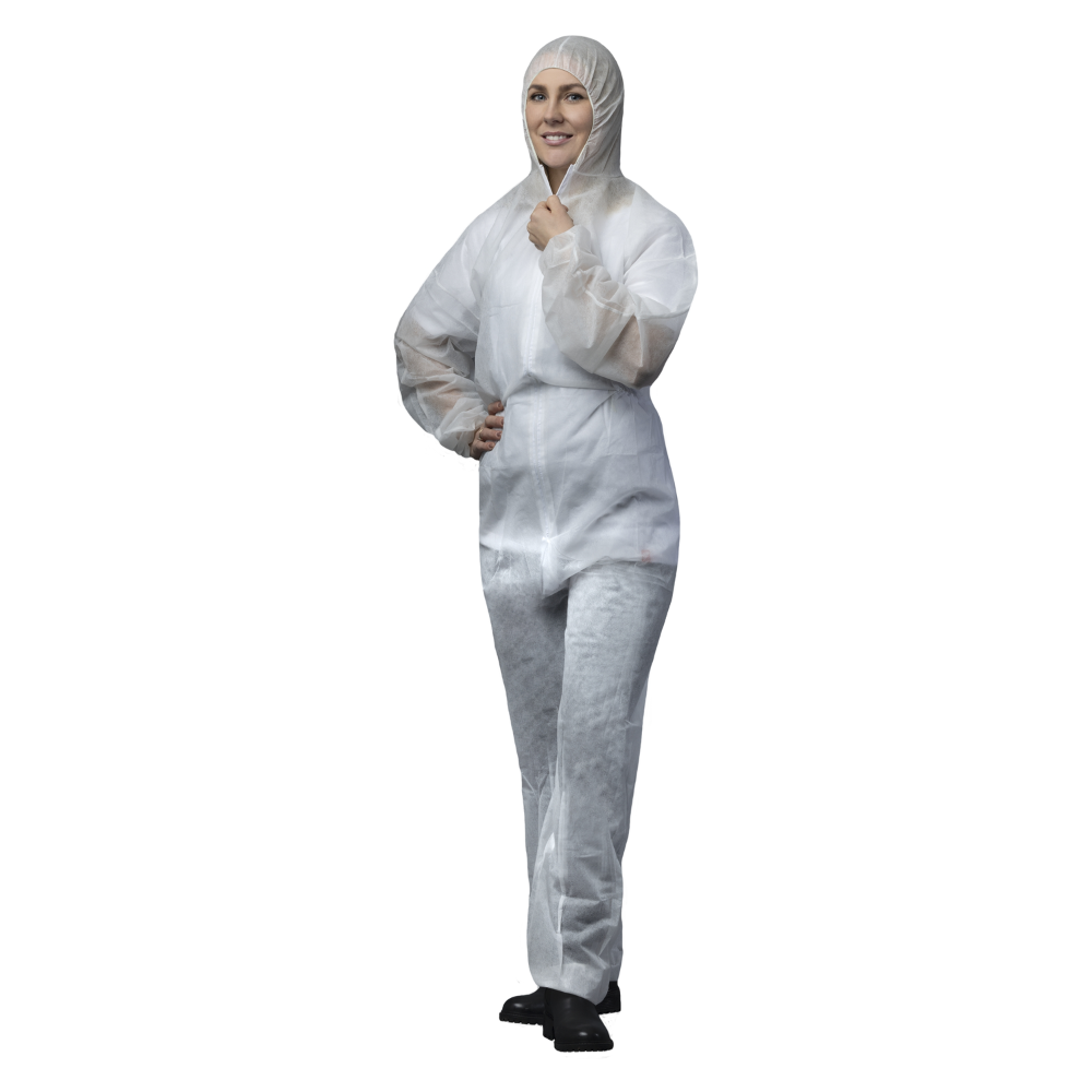 Protective suit, coverall with hood