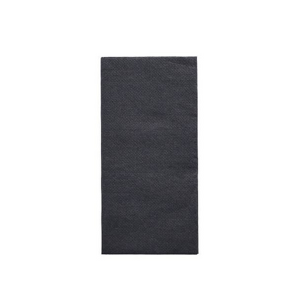 A single, rectangular dark gray napkin from the PAPSTAR napkins "DAILY Collection" (1/8 fold, 32 cm x 32 cm) from PAPSTAR GmbH is folded lengthwise, embodies sustainable comfort, and lies on a plain white background. This elegant touch adds a subtle charm to any table decoration.