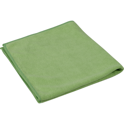 A folded green ENA Soft microfiber cloth, 40x40 cm from Abena Re-Seller GmbH for car care, is depicted on a white background.