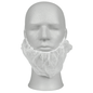 A white mannequin head displays an Abena Re-Seller GmbH beard cover, PP, white disposable beard cover (pack of 100 pieces), which is made of thin mesh and is securely placed around the chin and jaw.