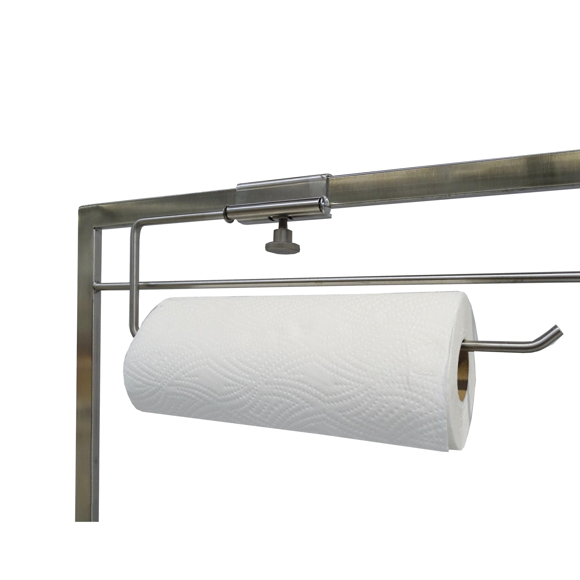 Der Novocal Rollenhalter für Rollen bis 300 mm Durchmesser (1 Stück) lässt sich an der Euroschi befestigen und hält sicher eine Rolle weiße, dezent geprägte Papierhandtücher.