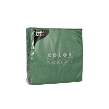 Pictured is a sealed pack of PAPSTAR 100 napkins, 1-ply 1/4-fold (33 x 33 cm) from PAPSTAR GmbH on a white background, highlighting its environmentally friendly and FSC-certified properties.