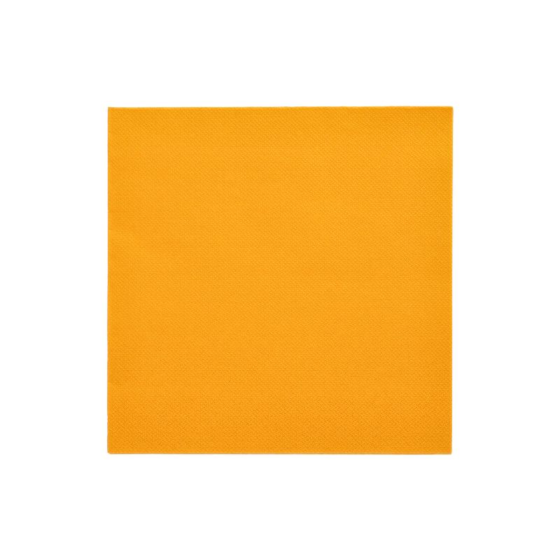 A square orange napkin from the PAPSTAR "ROYAL Collection" napkins 1/4-fold 40 cm x 40 cm by PAPSTAR GmbH stands out well on a white background and adds an elegant touch to your table decoration.