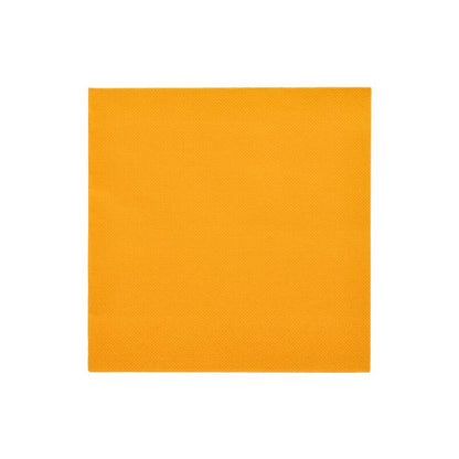 A square orange napkin from the PAPSTAR "ROYAL Collection" napkins 1/4-fold 40 cm x 40 cm by PAPSTAR GmbH stands out well on a white background and adds an elegant touch to your table decoration.