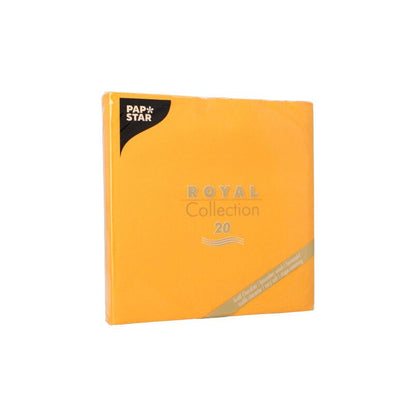 20-pack of orange paper napkins with the inscription "ROYAL Collection" by PAPSTAR GmbH, ideal for enhancing your table decoration.