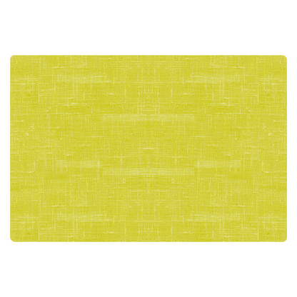 The Duni silicone placemat from Duni GmbH is a rectangular placemat in bright yellow, featuring a textured, woven design with subtle intersecting lines. This non-slip placemat has rounded edges and is crafted to be both stylish and easy to care for, making it perfect for any dining setting. Available in a pack of six, each set measures 30 x 45 cm.