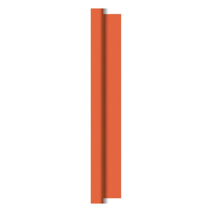 A vertical, rectangular orange bar with a central groove, reminiscent of the flexible Dunicel tablecloth rolls (1.18 m x 25 m) by Duni GmbH, against a plain white background.
