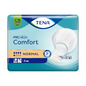 The TENA Comfort Normal incontinence pad pack with 42 pieces from TENA - Essity Germany GmbH contains pads that offer excellent leakage protection. The packaging is mainly blue with white and gold accents and shows an image of the pads as well as symbols for absorbency, odor control, and leakage protection.