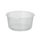 A clear, round transparent 250 ml plastic container from Starpak with vertical ribs on the sides and a wide open top, in front of a white background.