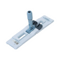 The Vileda Professional US Pro Mop Holder – 40 cm from Vileda GmbH includes a light blue mop head attachment with a flat, rectangular base and an adjustable handle connection, as well as two dark gray clips to securely hold the mop pad in place.