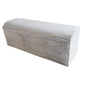 A stack of CWS folding paper natural white special recycling paper towels, 1-ply with V-fold, is neatly arranged in a rectangular block on a white background. Delivered in cartons with 20 packs.