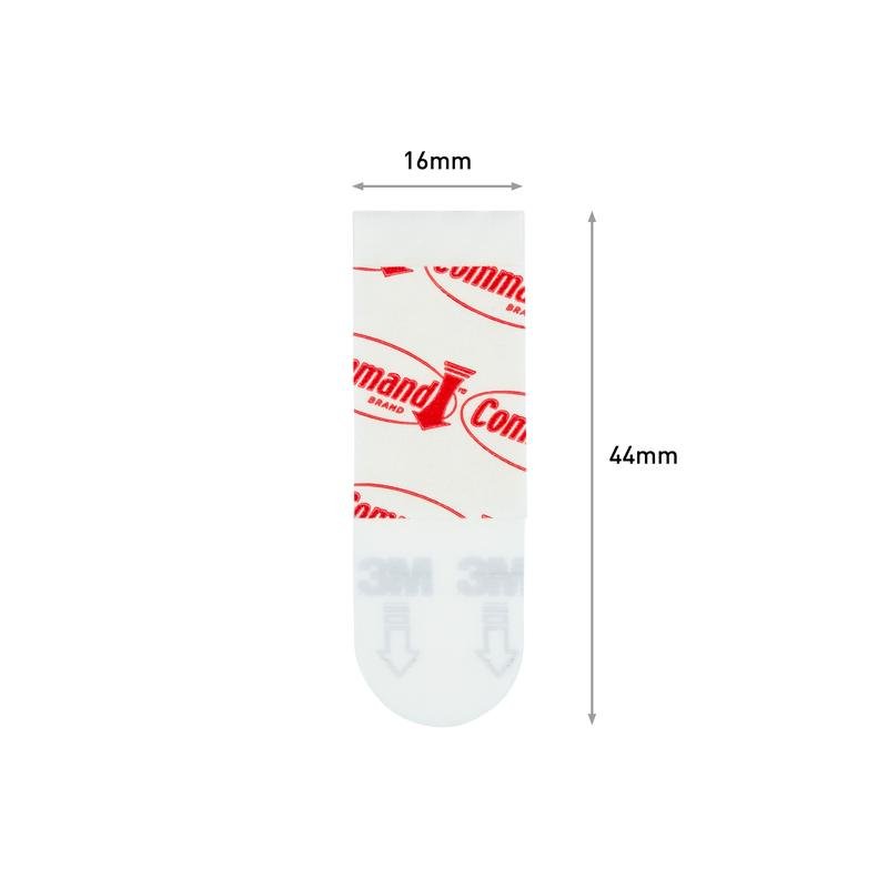 A single Command™ Poster Strip 17024 from 3M Deutschland GmbH is depicted vertically (16mm x 44mm); the top is branded in red, the bottom is translucent with gray "3M" text - ideal for residue-free poster mounting.