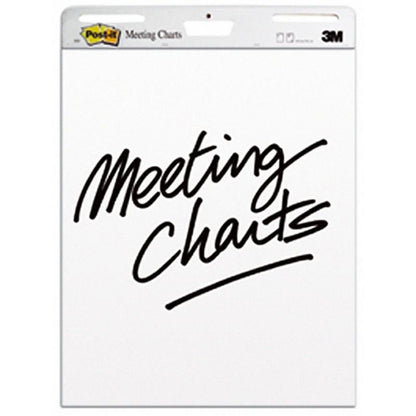 A large Post-it® Super Sticky self-adhesive Meeting Chart/Flipchart for wall mounting 559 (63.5 x 76.2 cm, 30 sheets/pad, 2 pads), white, from 3M Deutschland GmbH, with "Meeting Charts" at the front and the 3M logo at the top right.