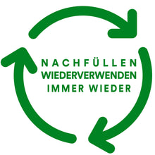Grüne Kreispfeile kreisen um "NACHFÜLLEN WIEDERVERWENDEN IMMER WIEDER" und fördern die Nachhaltigkeit mit Produkten wie dem 3M Deutschland GmbH Scotch™ Tischabroller C60 und Scotch® Crystal Klebeband, 19mm x 33m.