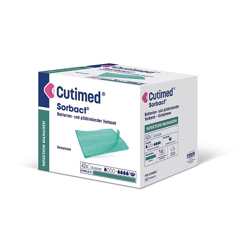 Cutimed Sorbact, Kompresse, antimikrobielle Wundauflage, steril