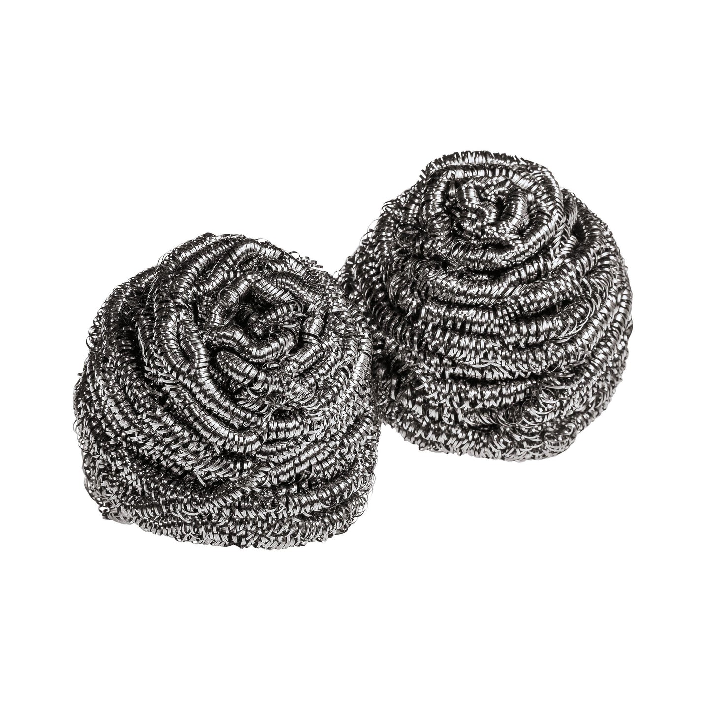 Drei Scotch-Brite® Edelstahl-Spiralen von 3M Deutschland GmbH liegen nebeneinander auf weißem Hintergrund - ideal zur gründlichen Reinigung von Kochgeschirr und Oberflächen, Packung enthält 3 Stück.